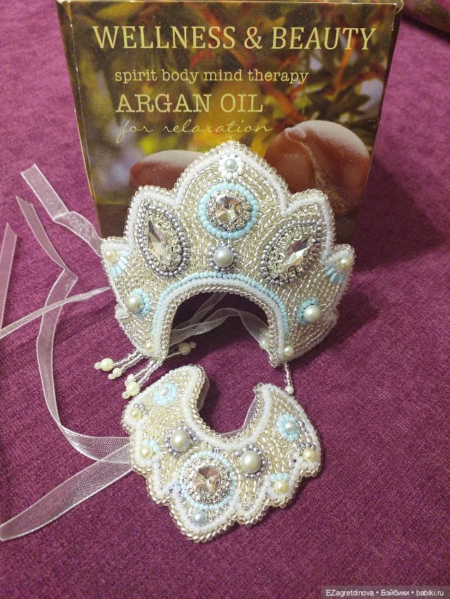 Кокошник и оплечье для кукол Барби и подобных Снегурочка (фото 5)