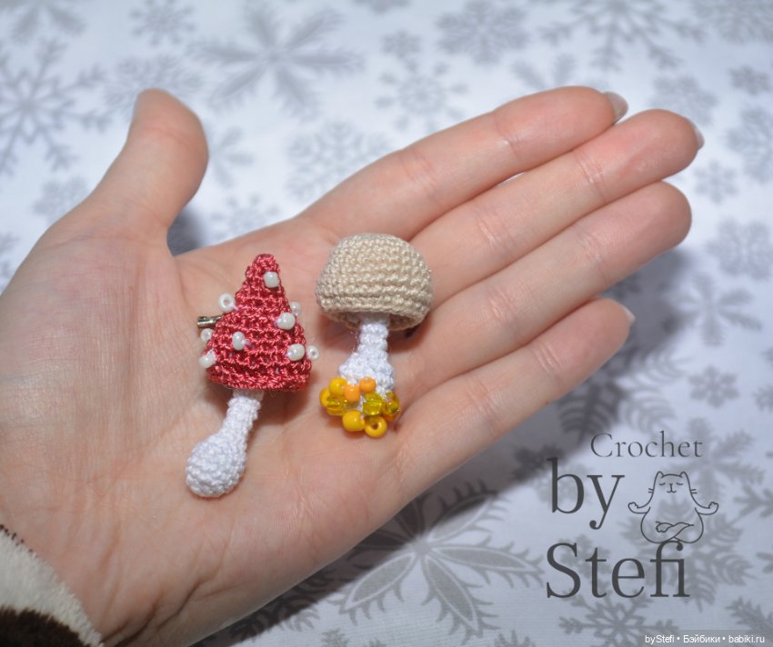 Брошки грибочки — Вязаные игрушки и амигуруми: крючком (фото 4)