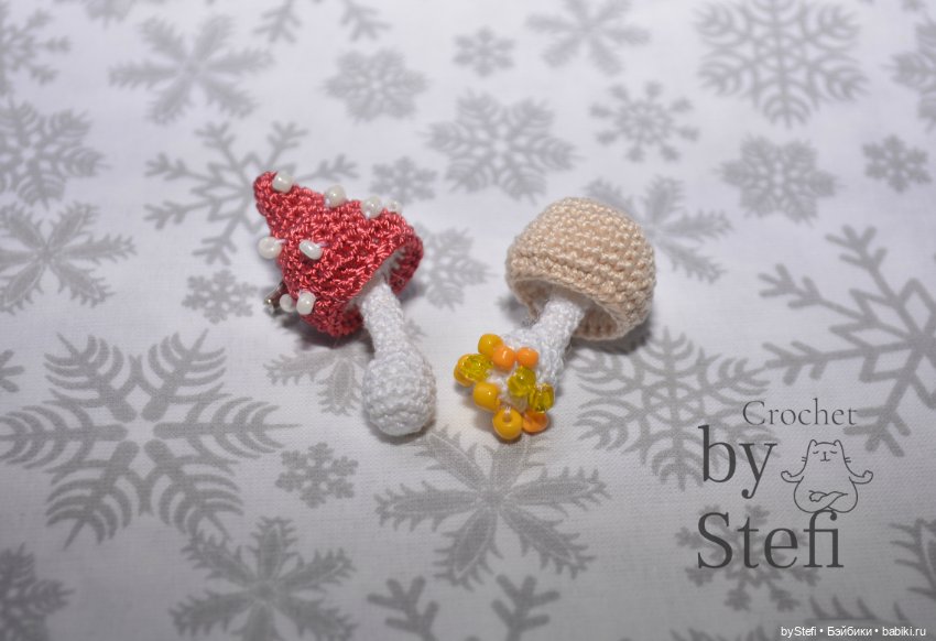 Брошки грибочки — Вязаные игрушки и амигуруми: крючком (фото 8)