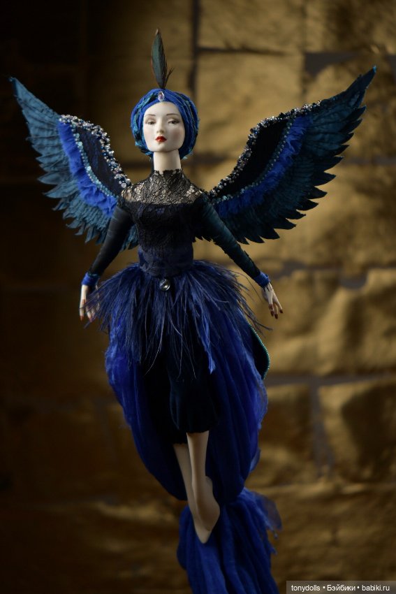 Синяя птица на счастье — Авторские фарфоровые куклы (OOAK): ручная работа
