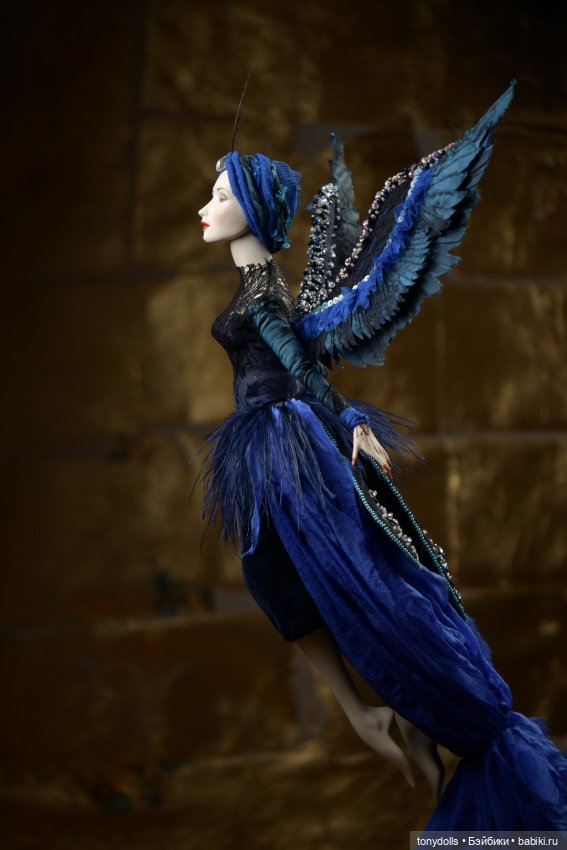 Синяя птица на счастье — Авторские фарфоровые куклы (OOAK): ручная работа