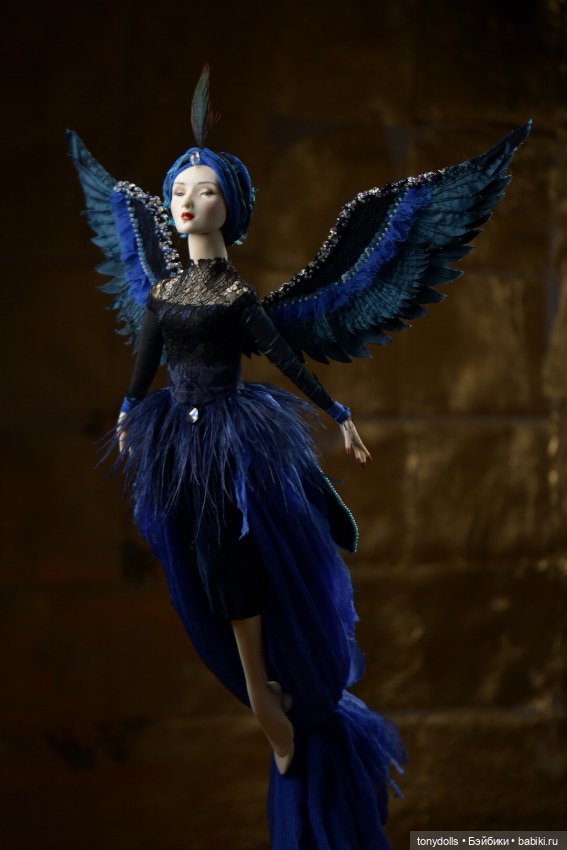 Синяя птица на счастье — Авторские фарфоровые куклы (OOAK): ручная работа