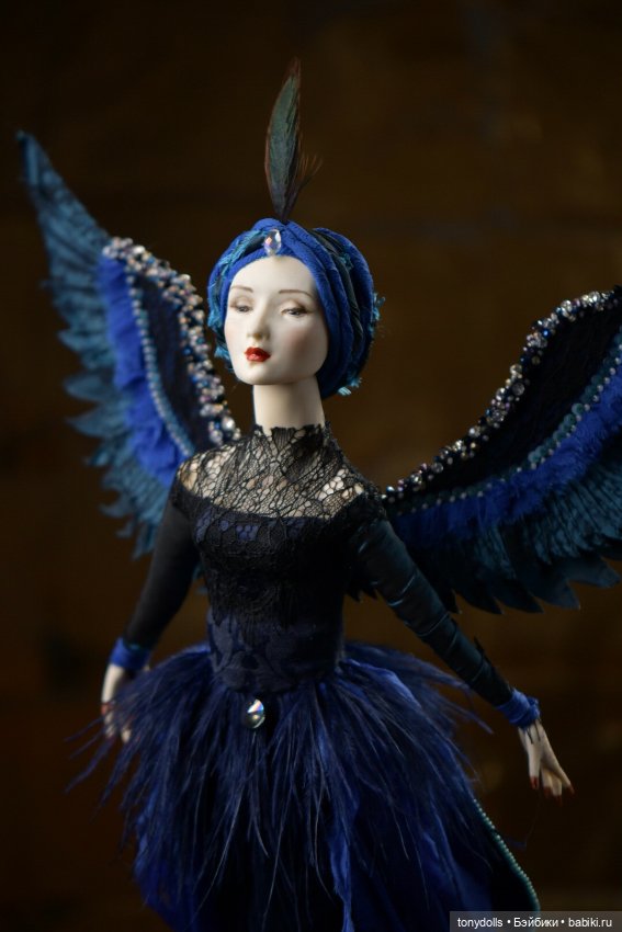 Синяя птица на счастье — Авторские фарфоровые куклы (OOAK): ручная работа