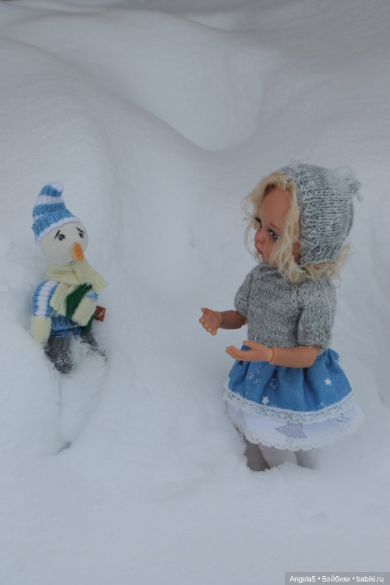 Девочка и снеговик — ООАК Paola Reina (Паола Рейна) и испанских кукол: перерисовка (фото 2)