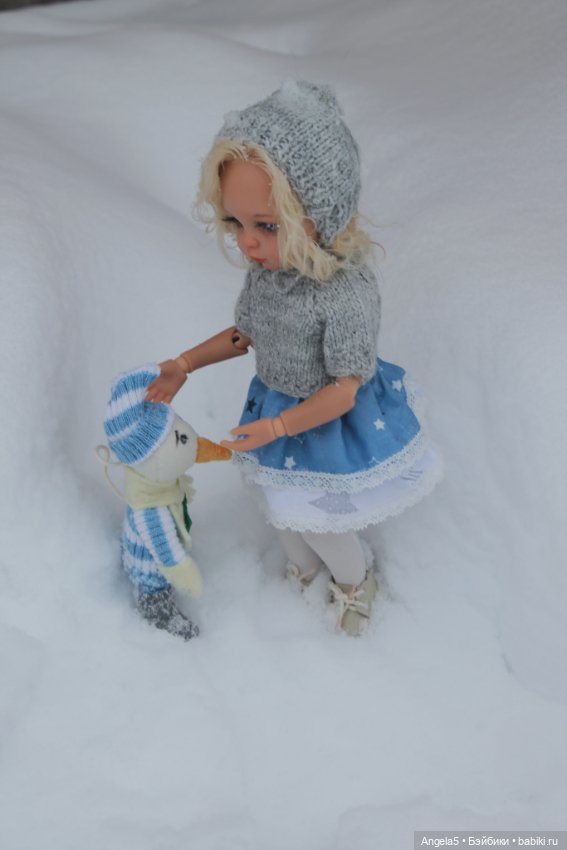 Девочка и снеговик — ООАК Paola Reina (Паола Рейна) и испанских кукол: перерисовка (фото 4)