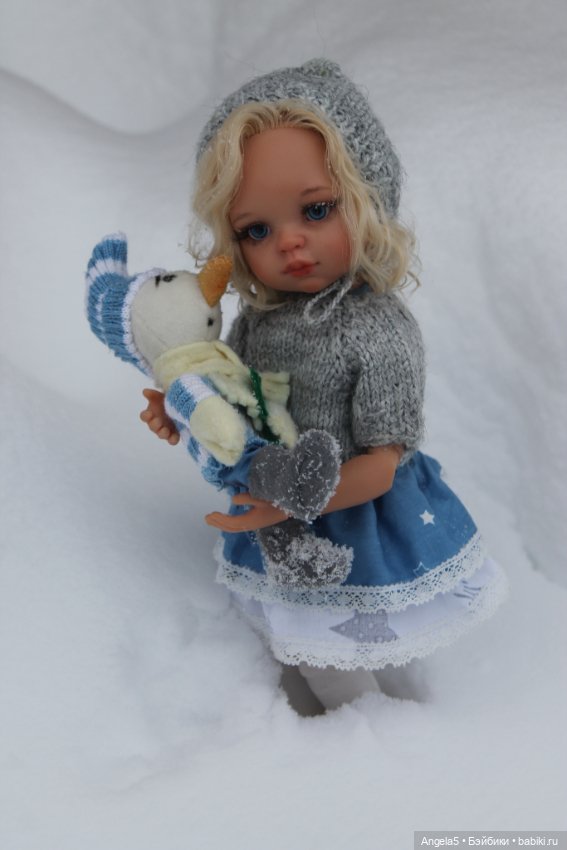 Девочка и снеговик — ООАК Paola Reina (Паола Рейна) и испанских кукол: перерисовка (фото 10)