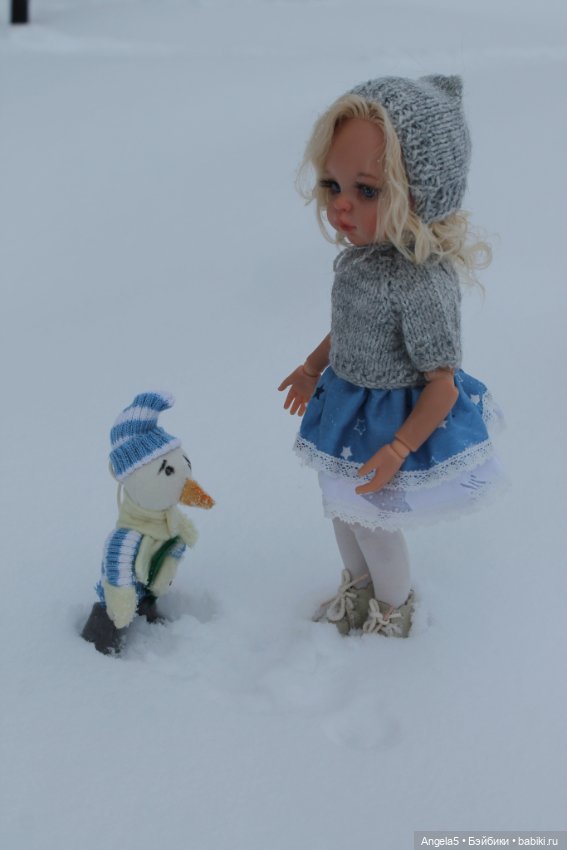 Девочка и снеговик — ООАК Paola Reina (Паола Рейна) и испанских кукол: перерисовка (фото 3)