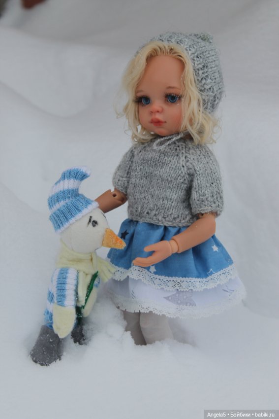Девочка и снеговик — ООАК Paola Reina (Паола Рейна) и испанских кукол: перерисовка (фото 7)