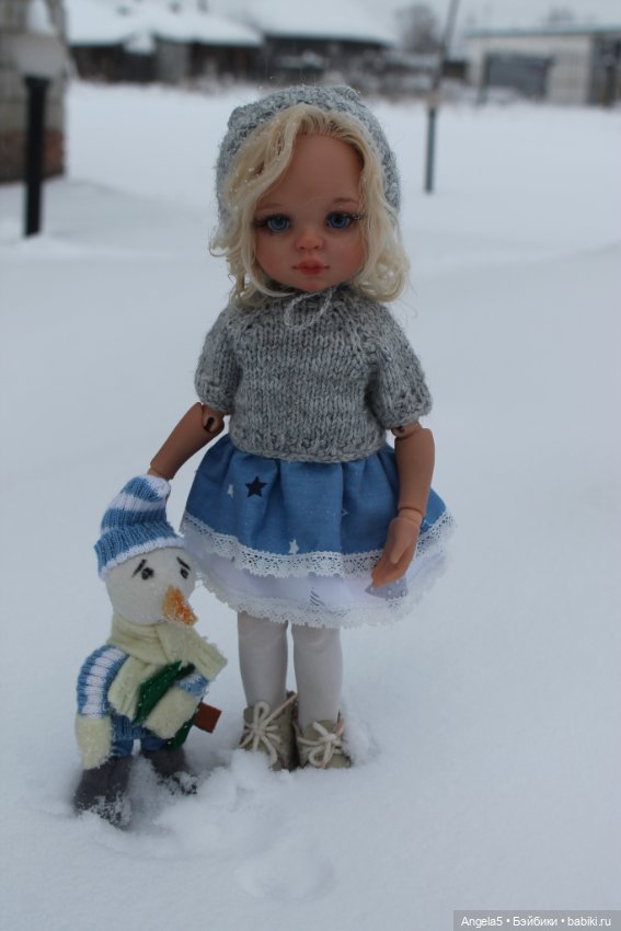 Девочка и снеговик — ООАК Paola Reina (Паола Рейна) и испанских кукол: перерисовка (фото 5)