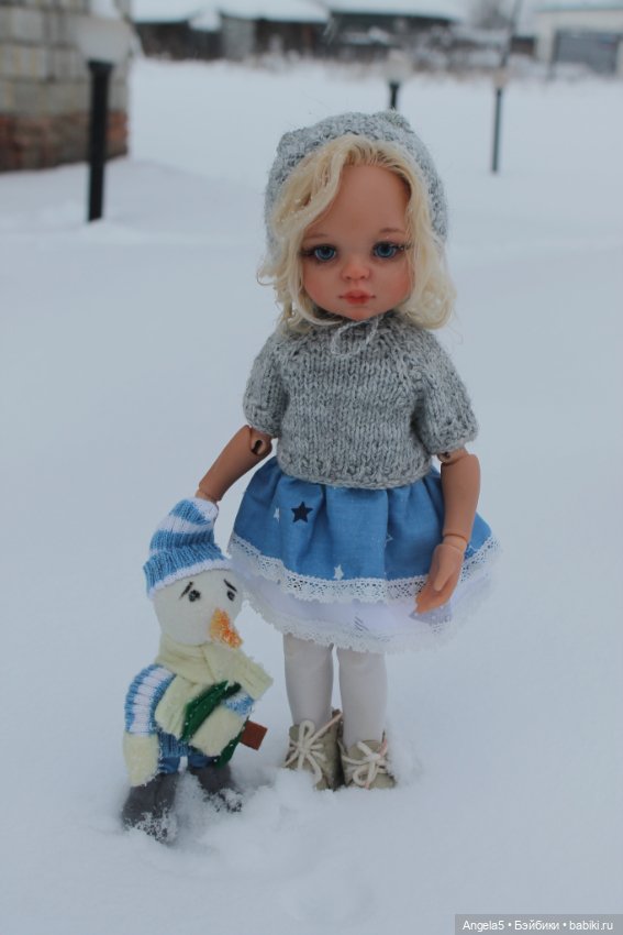 Девочка и снеговик — ООАК Paola Reina (Паола Рейна) и испанских кукол: перерисовка (фото 6)