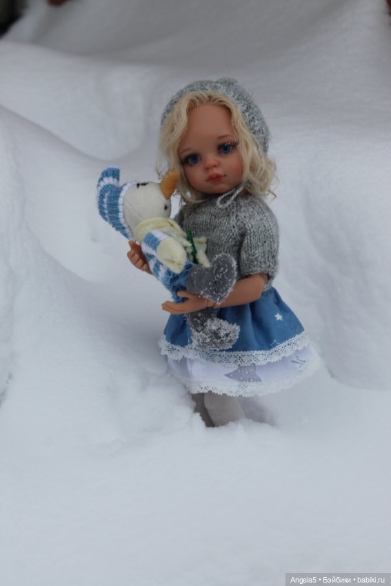 Девочка и снеговик — ООАК Paola Reina (Паола Рейна) и испанских кукол: перерисовка