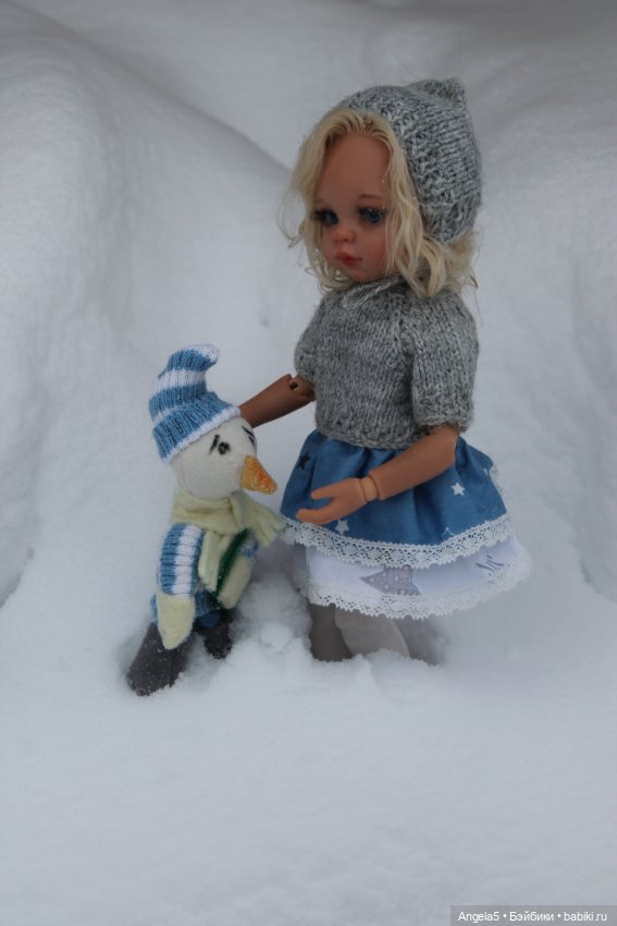 Девочка и снеговик — ООАК Paola Reina (Паола Рейна) и испанских кукол: перерисовка (фото 8)
