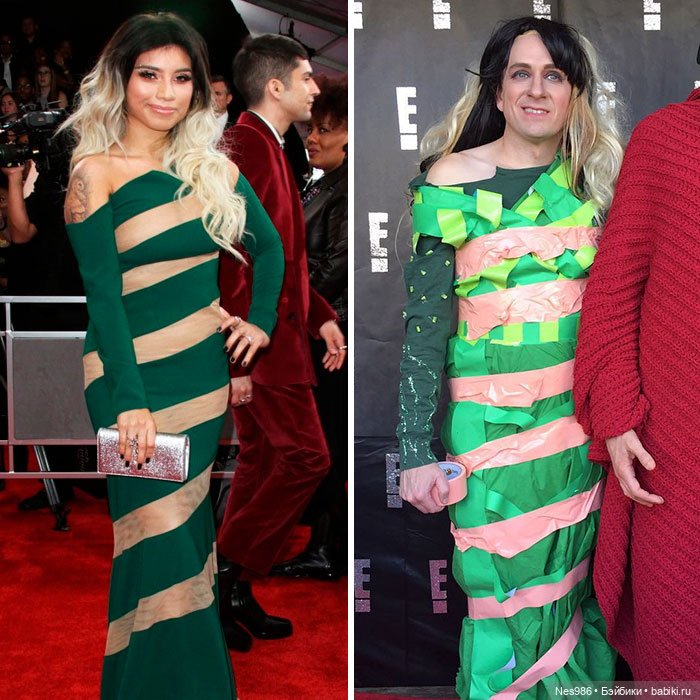 Ничего не выбрасываем! Как сделать вечернее платье из мишуры и мусорного пакета