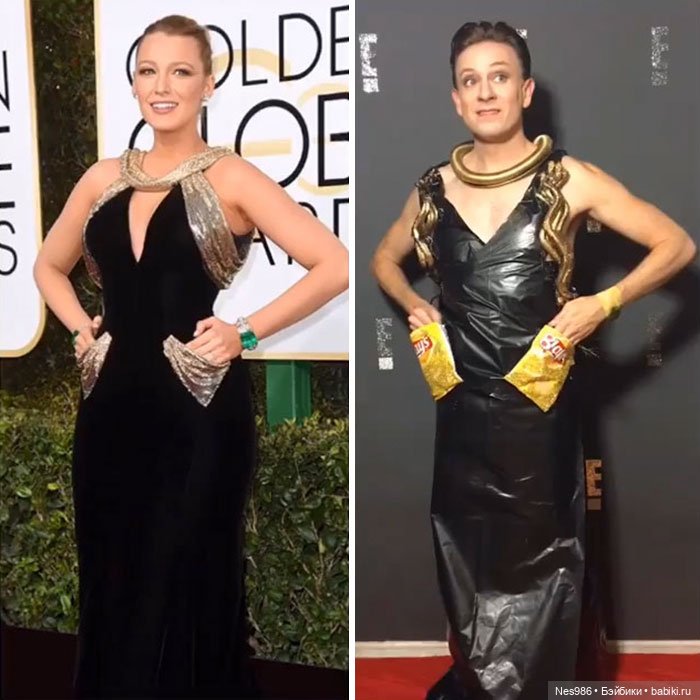 Ничего не выбрасываем! Как сделать вечернее платье из мишуры и мусорного пакета