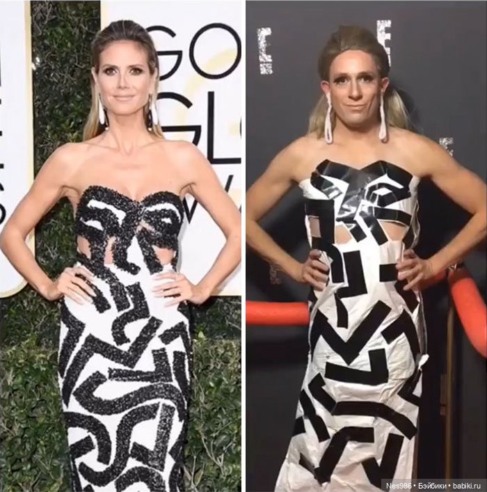 Ничего не выбрасываем! Как сделать вечернее платье из мишуры и мусорного пакета