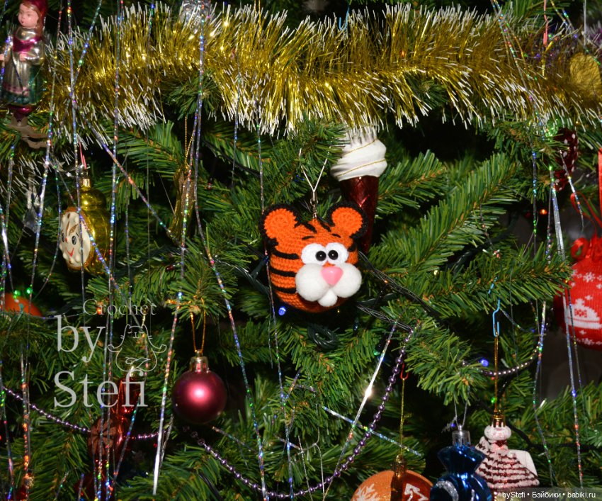 Тигрик. Ёлочный шарик — Вязаные игрушки и амигуруми: крючком (фото 5)