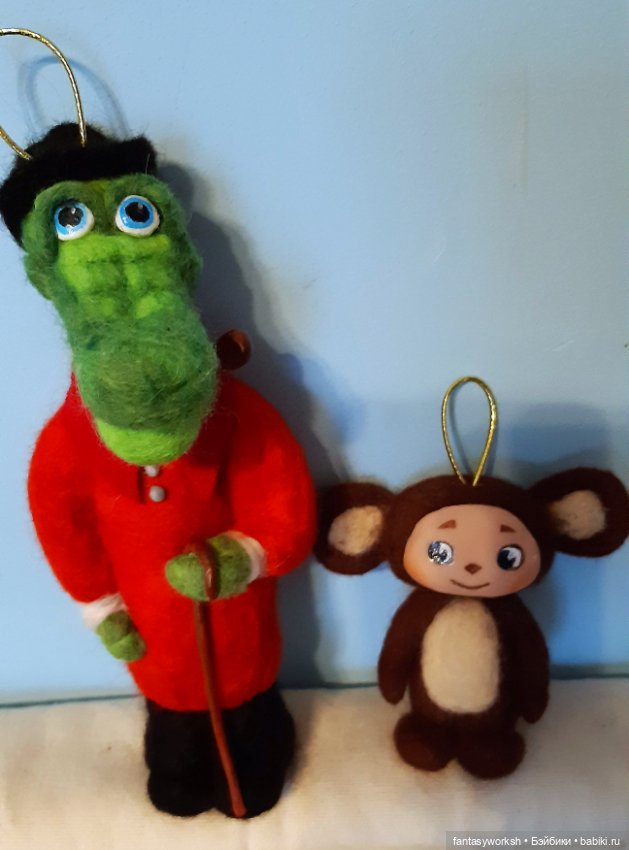 Гена и Чебурашечка авторские игрушки Натальи Игнатьевой