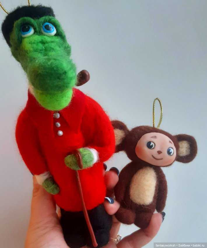 Гена и Чебурашечка авторские игрушки Натальи Игнатьевой