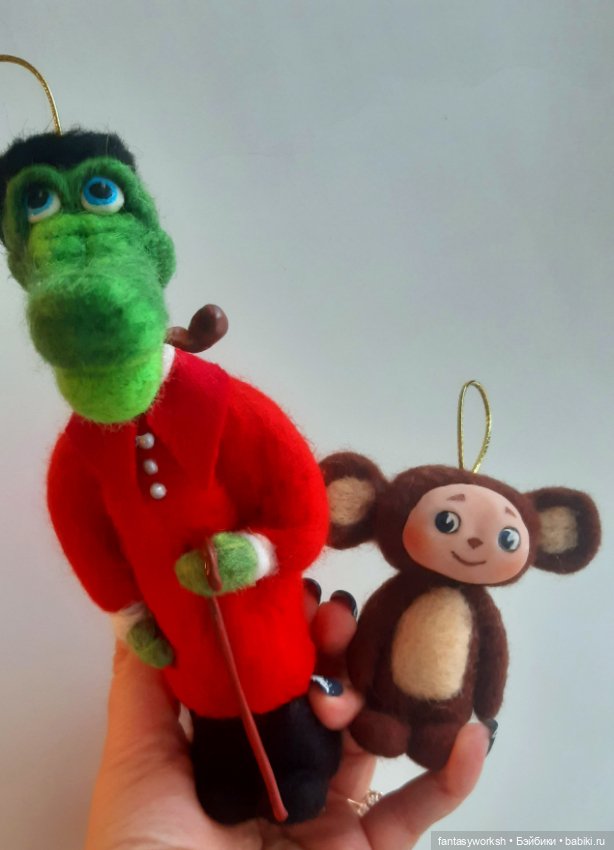 Гена и Чебурашечка авторские игрушки Натальи Игнатьевой (фото 2)