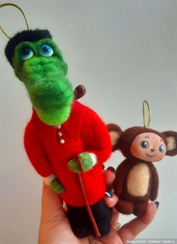 Гена и Чебурашечка авторские игрушки Натальи Игнатьевой (фото 4)