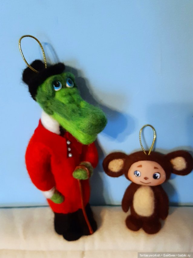 Гена и Чебурашечка авторские игрушки Натальи Игнатьевой