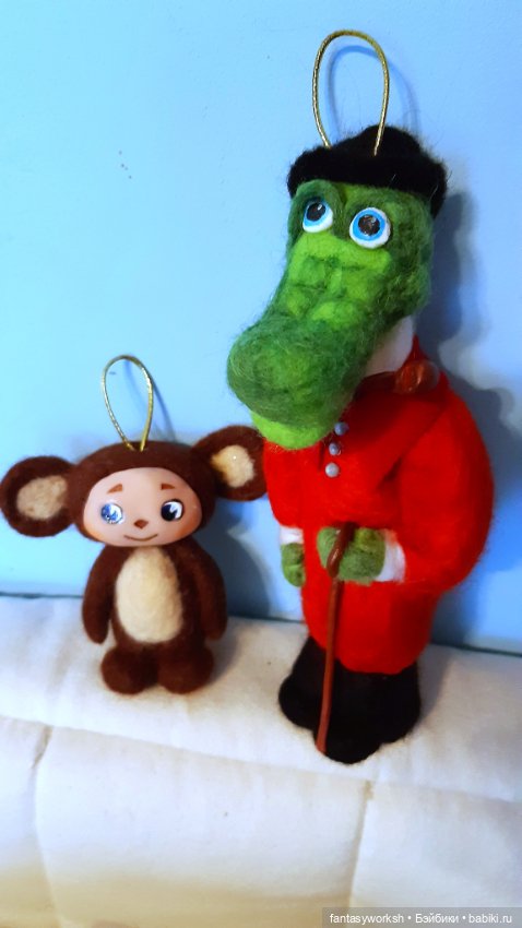 Гена и Чебурашечка авторские игрушки Натальи Игнатьевой