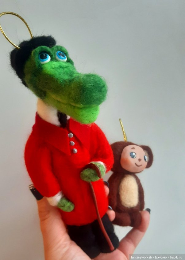 Гена и Чебурашечка авторские игрушки Натальи Игнатьевой (фото 3)