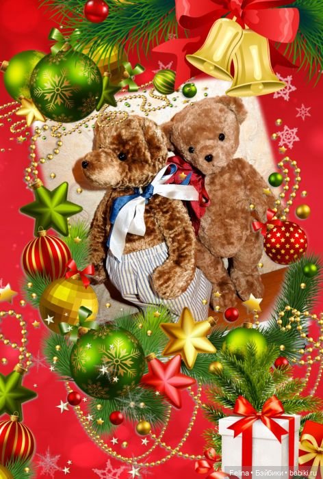 Новогодний коллаж, авторские мишки