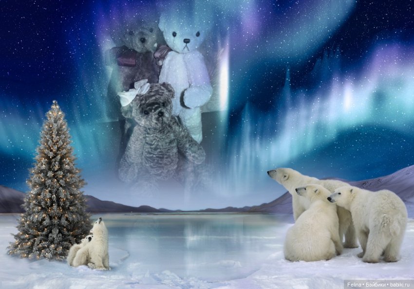 Новогодний коллаж, авторские мишки (фото 2)