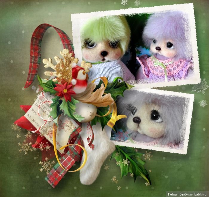 Новогодний коллаж, авторские мишки