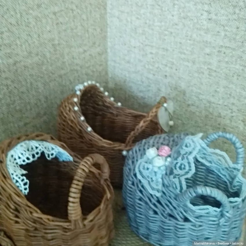 Плету из бумажной лозы коляски, колыбельки для кукол (фото 4)