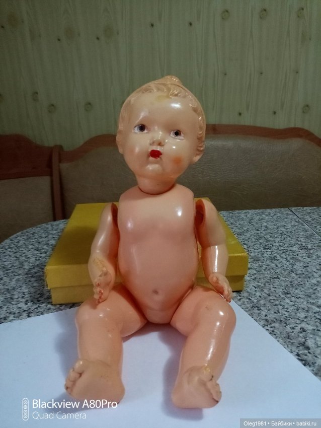 Пупс в шапочке желтой целлулоид Охк