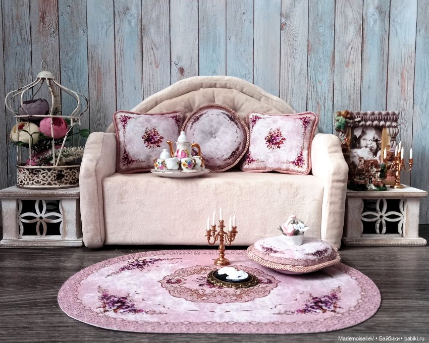 Коллекция ковров и подушек "Нежность" в сиреневом цвете