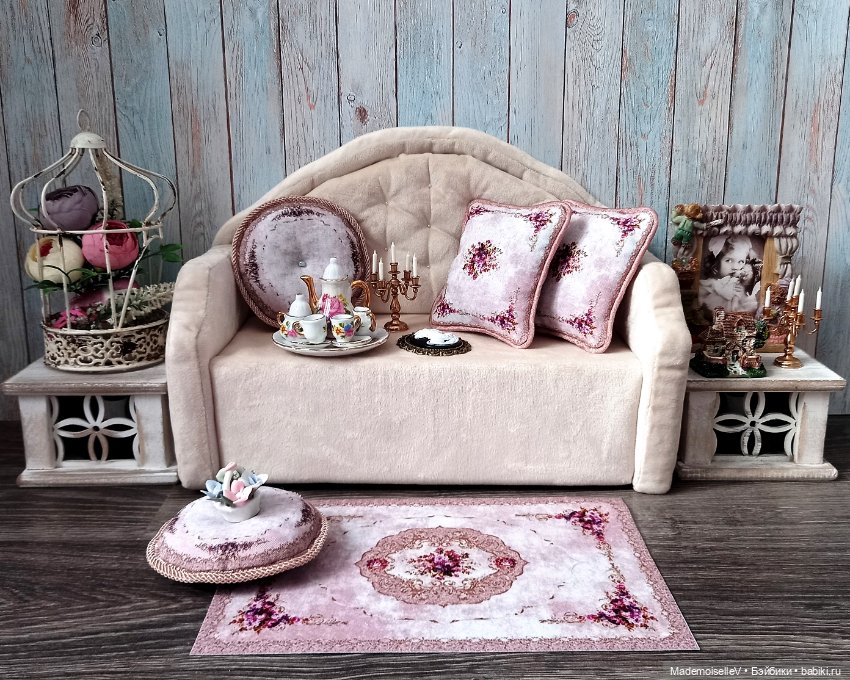Коллекция ковров и подушек "Нежность" в сиреневом цвете