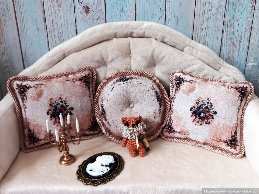 Коллекция ковров и подушек "Нежность" в бежево-голубом цвете (фото 5)