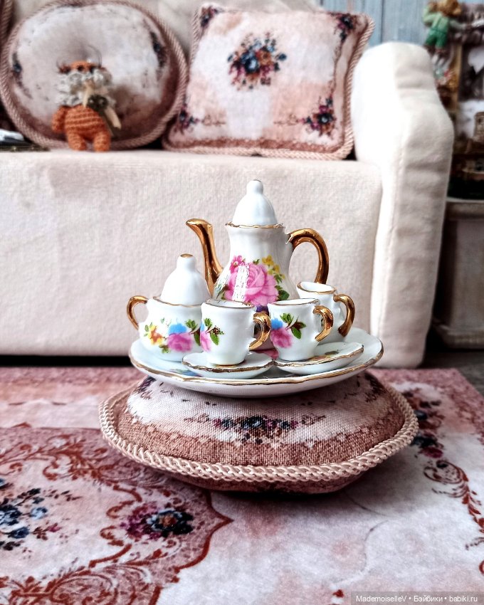 Коллекция ковров и подушек "Нежность" в бежево-голубом цвете (фото 10)