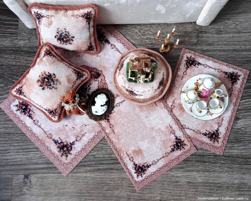 Коллекция ковров и подушек "Нежность" в бежево-голубом цвете (фото 9)