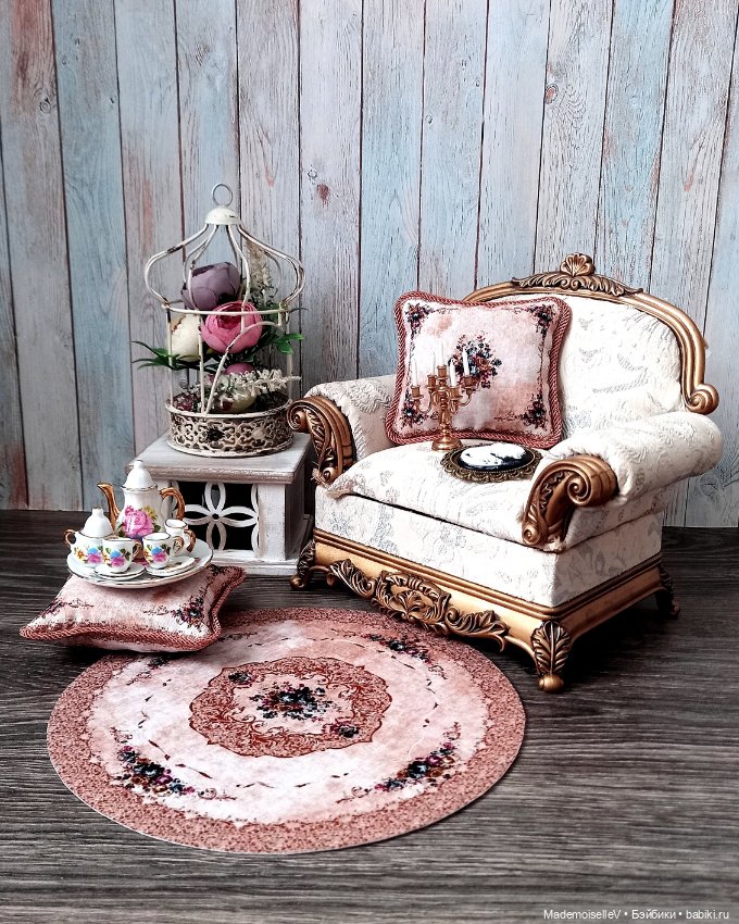 Коллекция ковров и подушек "Нежность" в бежево-голубом цвете (фото 3)