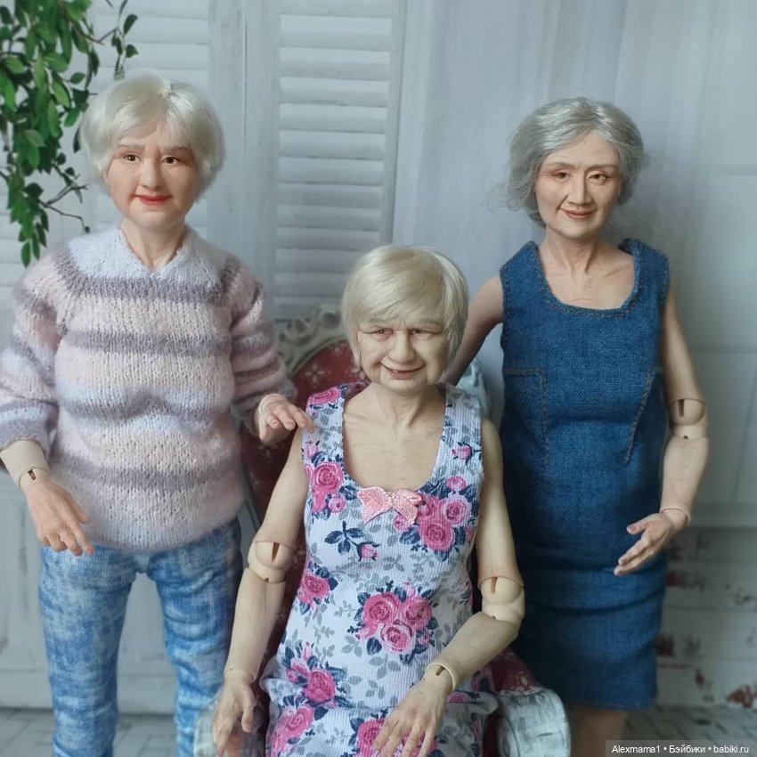 Авторская шарнирная кукла бабушка Татьяна 24 см от Александры Соцковой