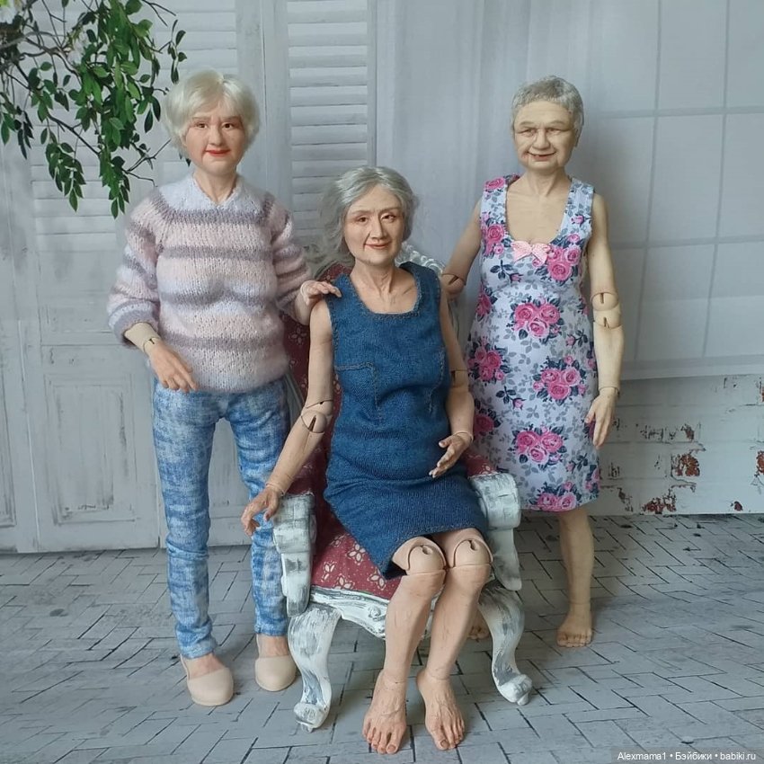 Авторская шарнирная кукла бабушка Татьяна 24 см от Александры Соцковой