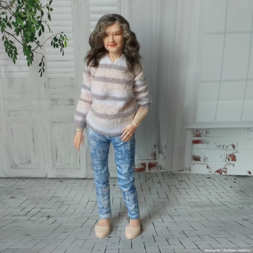 Авторская шарнирная кукла бабушка Татьяна 24 см от Александры Соцковой