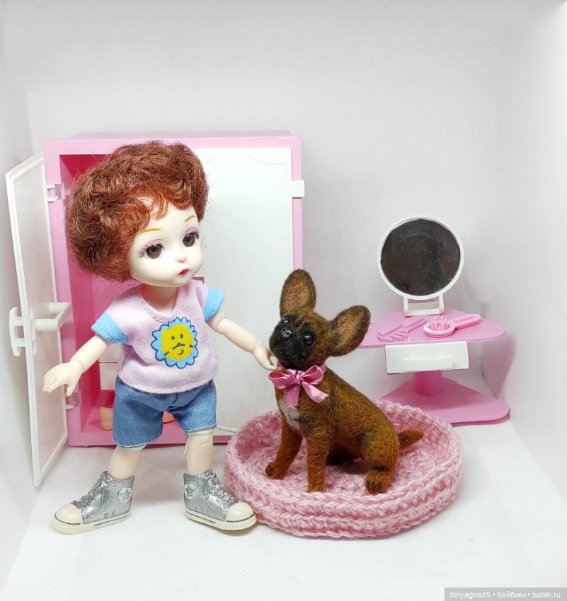 Бульдожка — Валяные игрушки из шерсти: сухое валяние (фото 7)