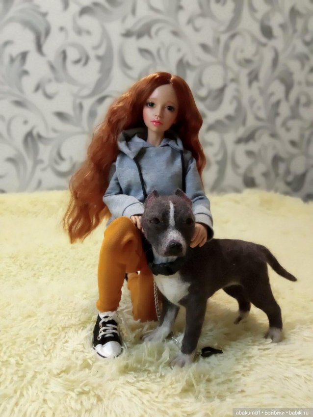 Американский стафф — Валяные игрушки из шерсти: сухое валяние (фото 4)