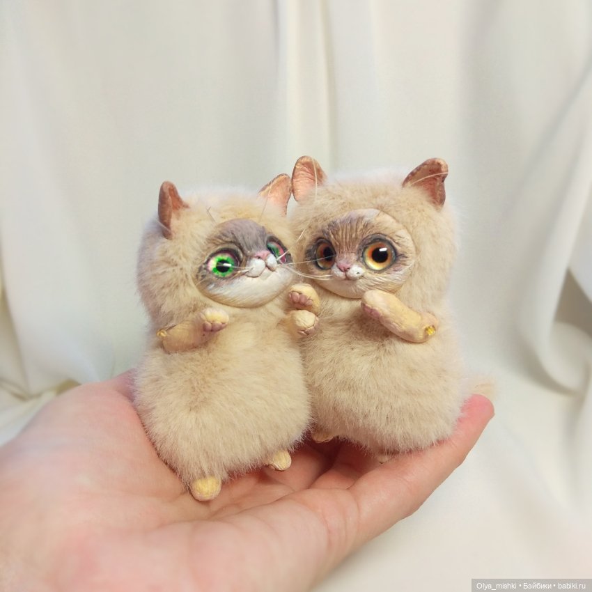 Парочка пухлых котиков — Лепка авторских игрушек и папье (фото 3)