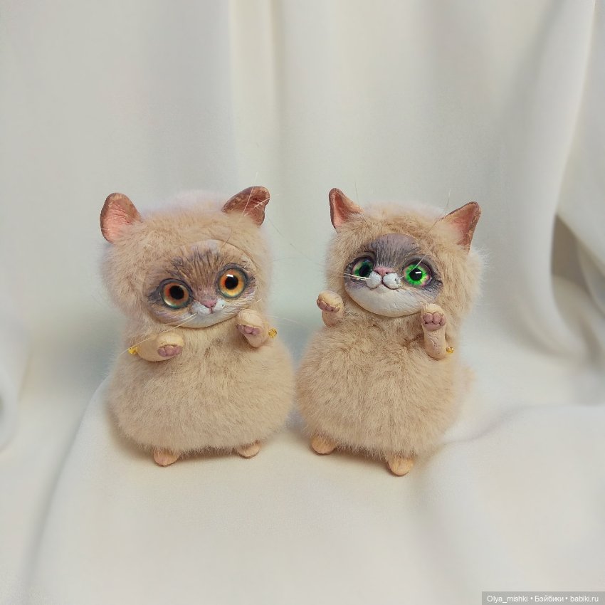 Парочка пухлых котиков — Лепка авторских игрушек и папье (фото 10)
