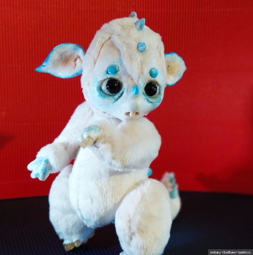 Дракончик — Игрушки в смешанной технике (мех и глина): Арт