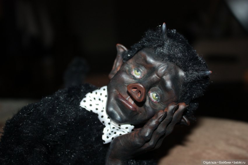Чëрт-мечтатель — Игрушки в смешанной технике (мех и глина): Арт (фото 6)
