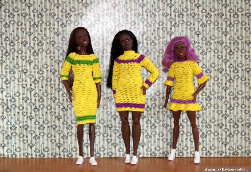 Весенняя лимонная коллекция платьев на Барби