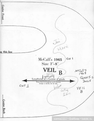 Выкройка для кукол McCalls 1965 for 7-8`` and 9-10`` dolls