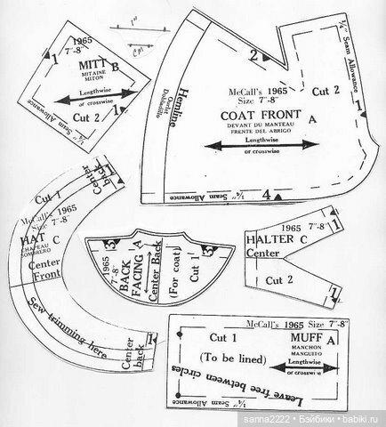 Выкройка для кукол McCalls 1965 for 7-8`` and 9-10`` dolls